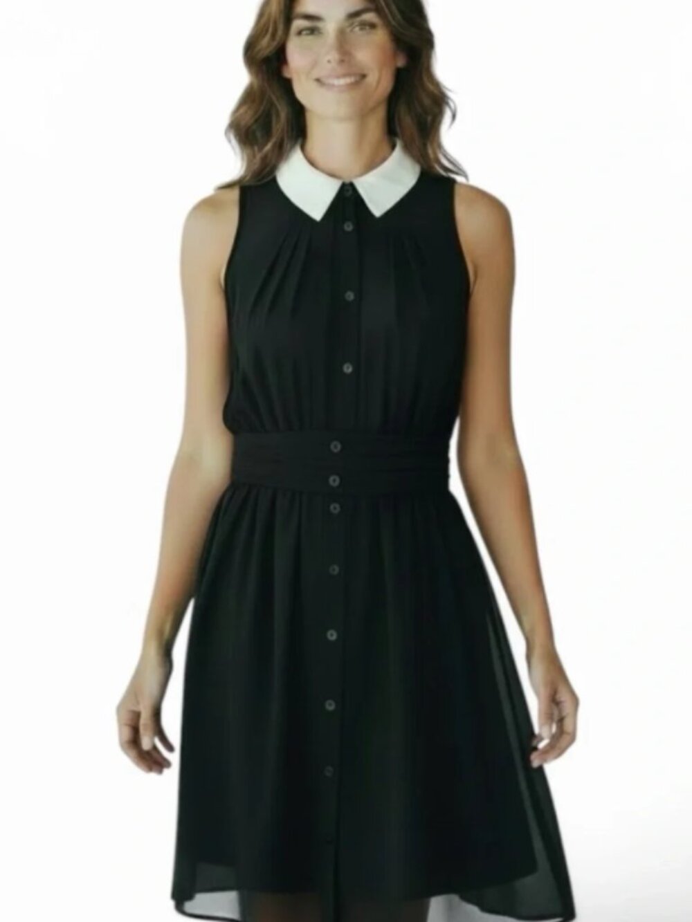WHITE HOUSE BLACK MARKET Removable Collar Tuxedo Party Dress Size 10
